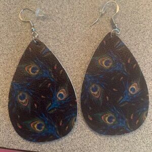 NEW -  Faux Leather Peacock Earrings!
